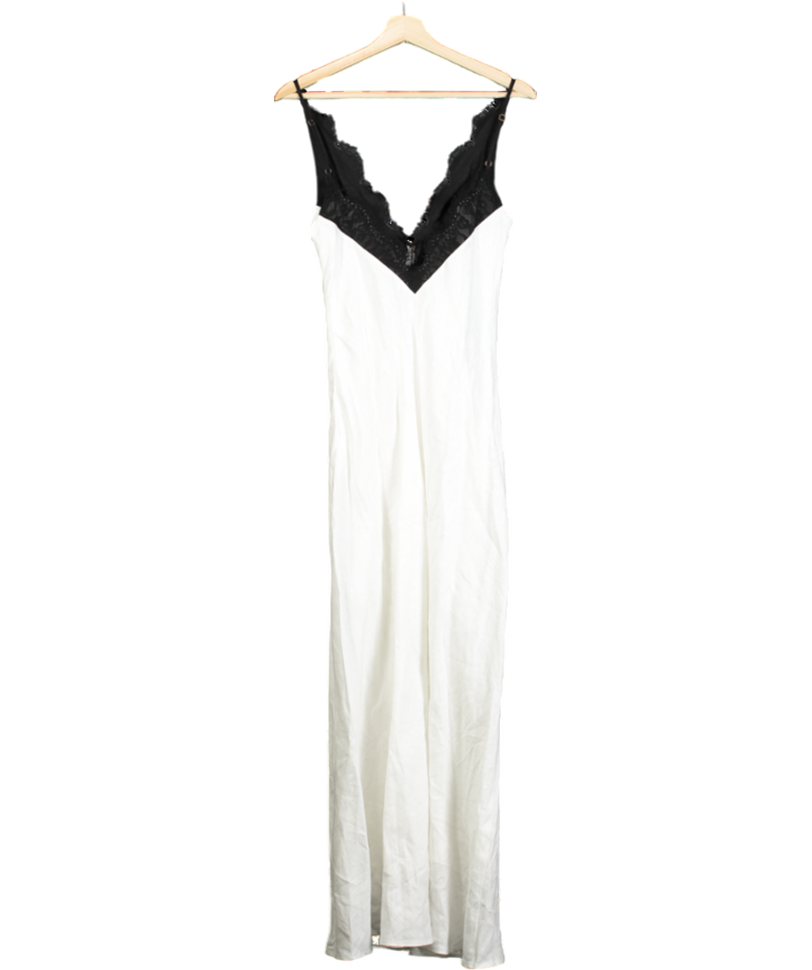 DISSH White And Black Hazel Lace & Linen Maxi Dress UK 8