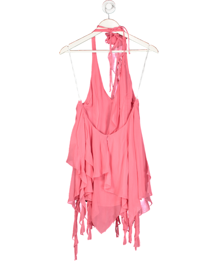 Retrofete Pink Caspian Silk Chiffon Dress UK S