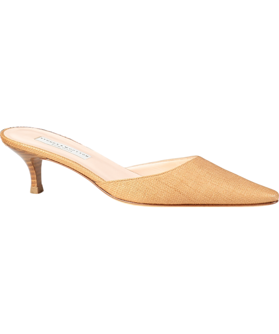 Stubbs & Wootton Brown Panama Luggage Corsini Kitten Heel UK 8 EU 41