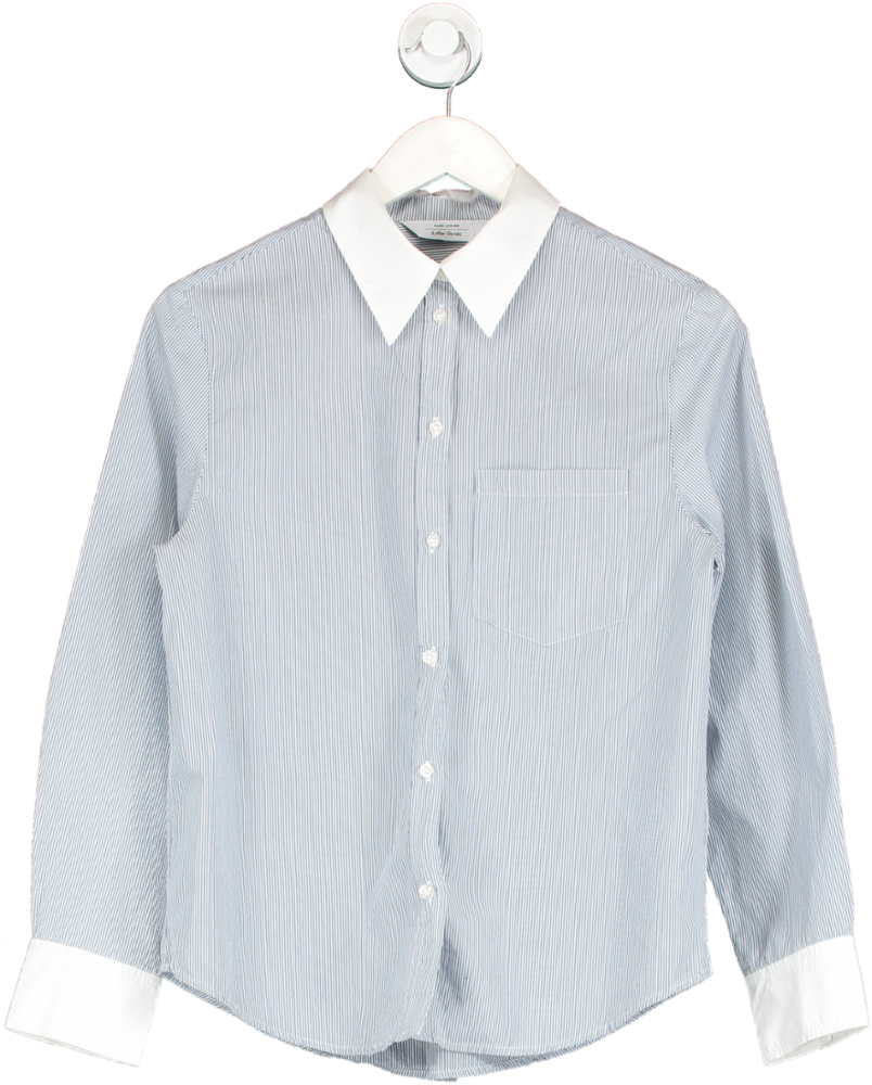 & Other Stories Blue Striped Cotton Shirt UK 6