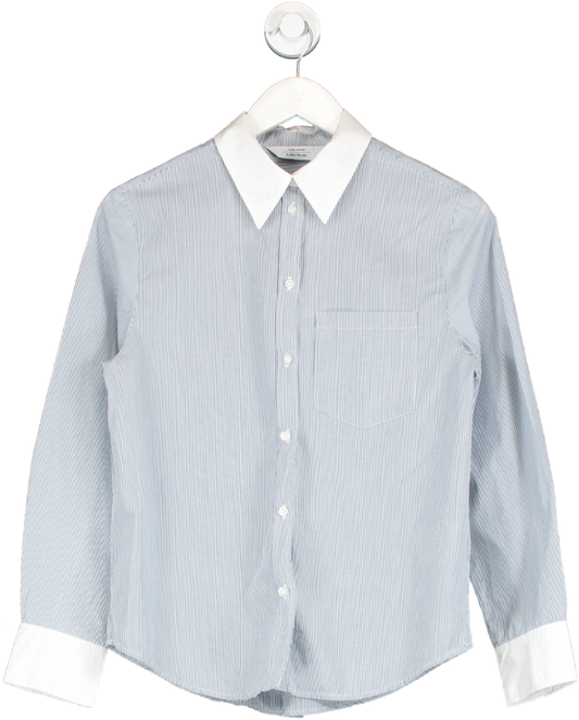 & Other Stories Blue Striped Cotton Shirt UK 6