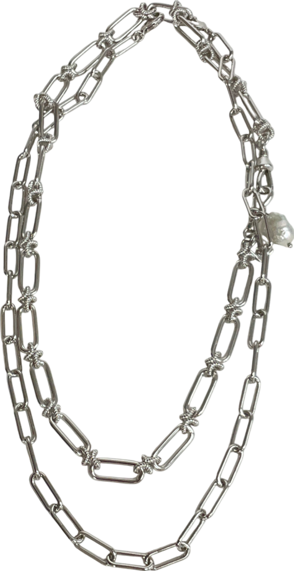 Massimo Dutti Metallic Two Linked Chain Necklaces One Size