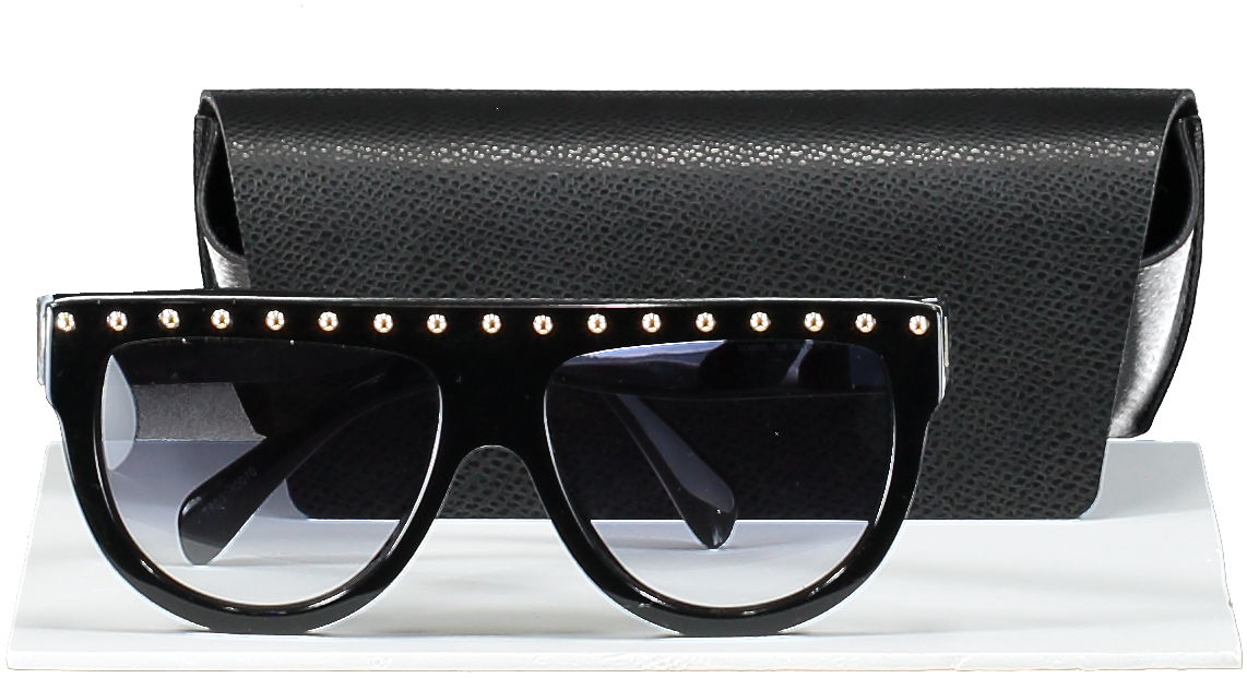 Celine Black Oversized Sunglasses With Gold Studs In Case