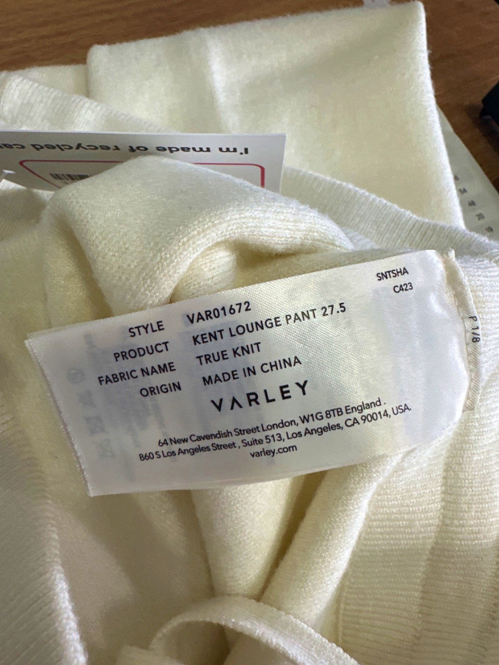 Varley Ivory Kent Lounge Pant UK S