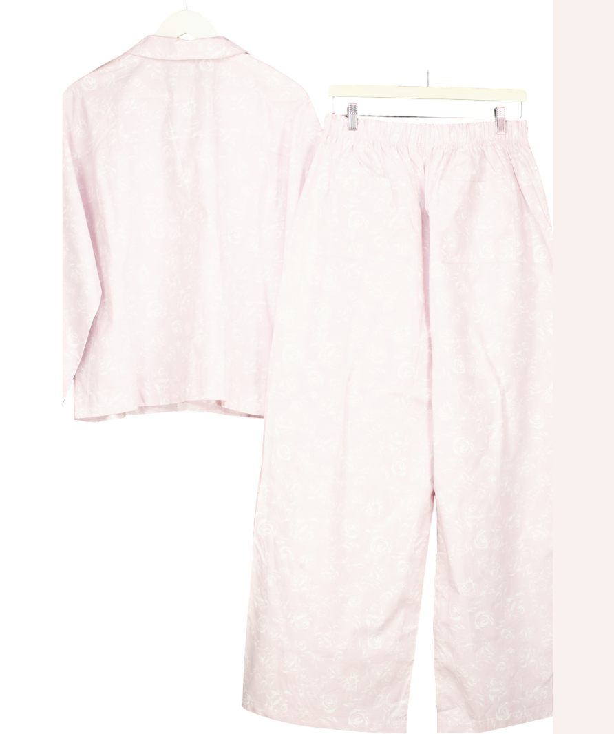 Lounge Underwear Pink Cotton Pyjama Set With Rose Print UK M