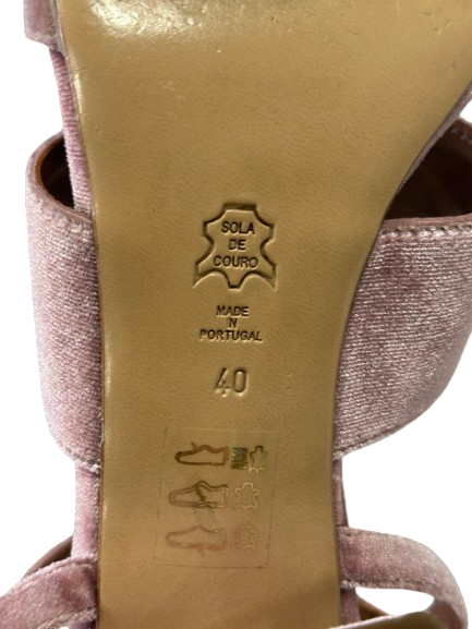 Palazzo VII Pink Velvet Ankle Strap Sandals UK 7 EU 40 👠