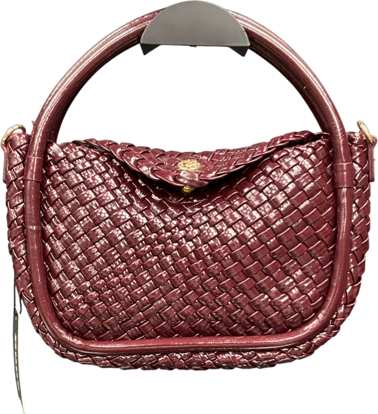 Dune Red Dinideliberate - Burgundy Woven Circular Handle Bag One Size