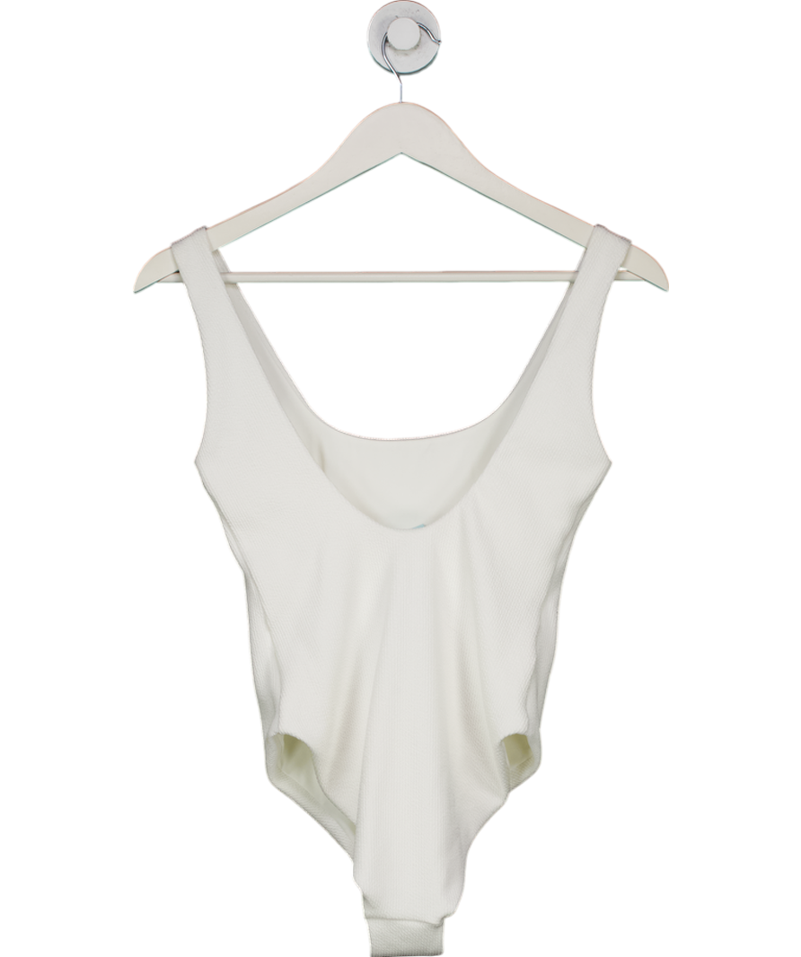 Melissa Odabash White Textured Scoop Neck Swimsuit UK 10
