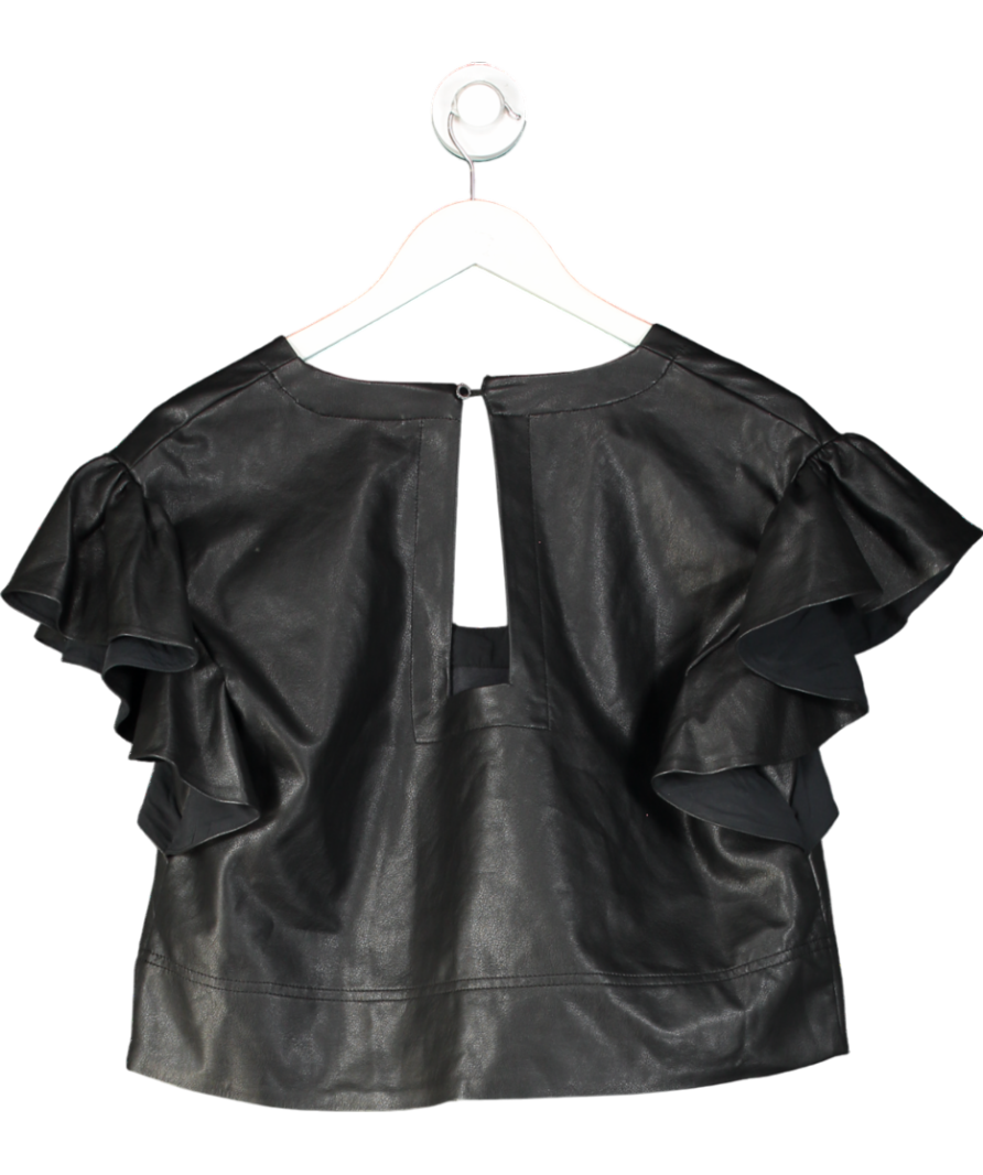 Anthropologie Black Faux Leather Top UK M