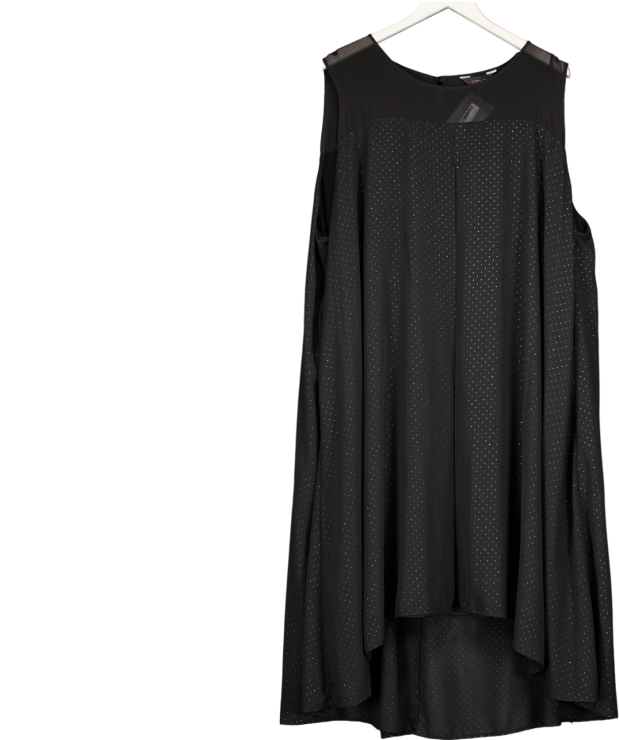 Yours Black Open Front Mesh Sparkle Polka Dot Midi Dress UK 26