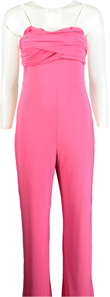 Club L Pink Goddess Halter Neck Flare Jumpsuit UK 10