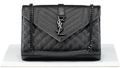 Saint Laurent Black Envelope Small Quilted Textured-leather Shoulder Bag