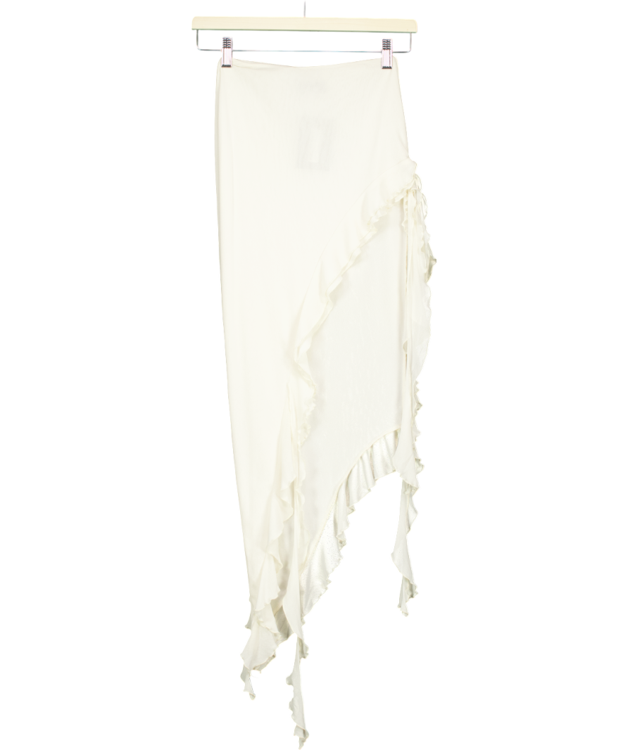 White Fox White Ruffled Detail Skirt UK S