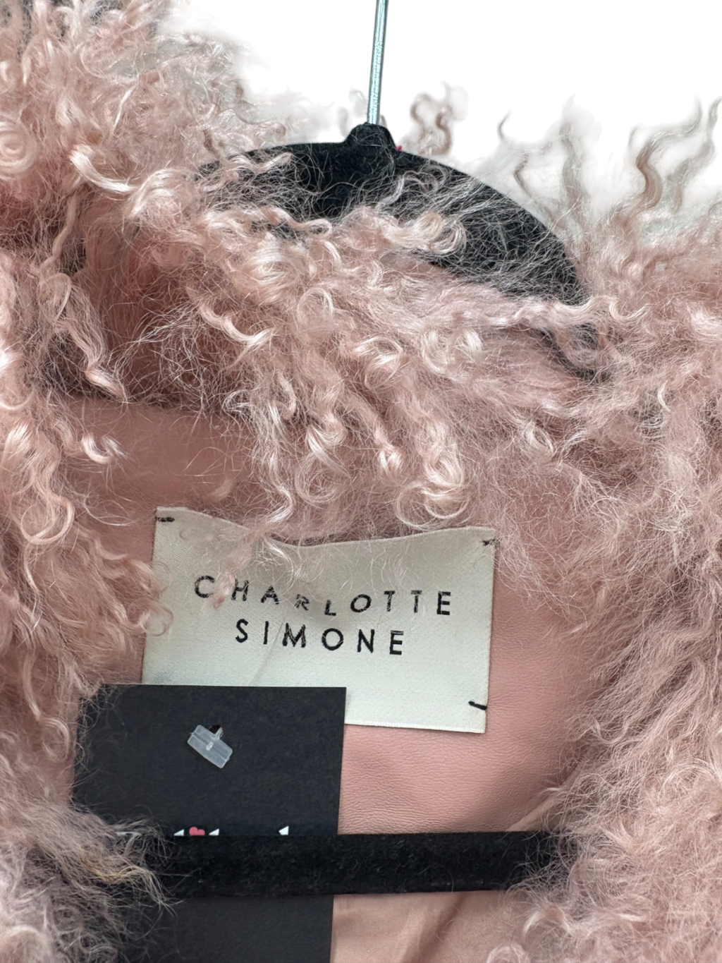 Charlotte Simone Pink Cropped Penny Mongolian Trim Jacket UK XS