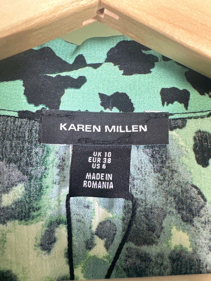 Karen Millen Green Snake Print Mini Shirt Dress UK 10