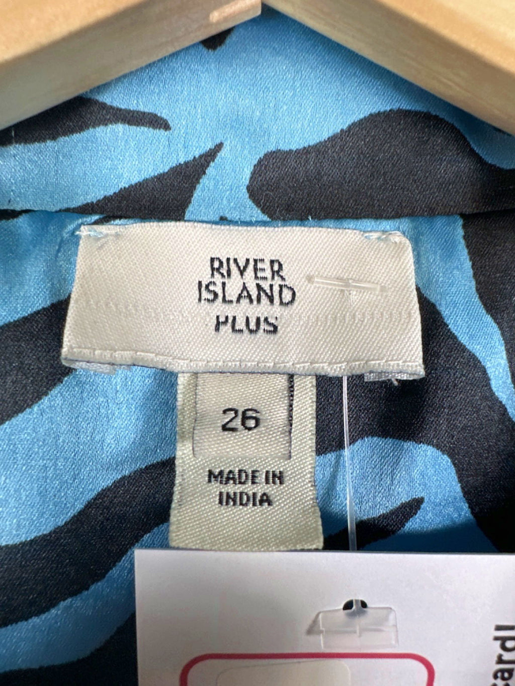 River Island Blue Zebra Print Button Up Shirt UK 26