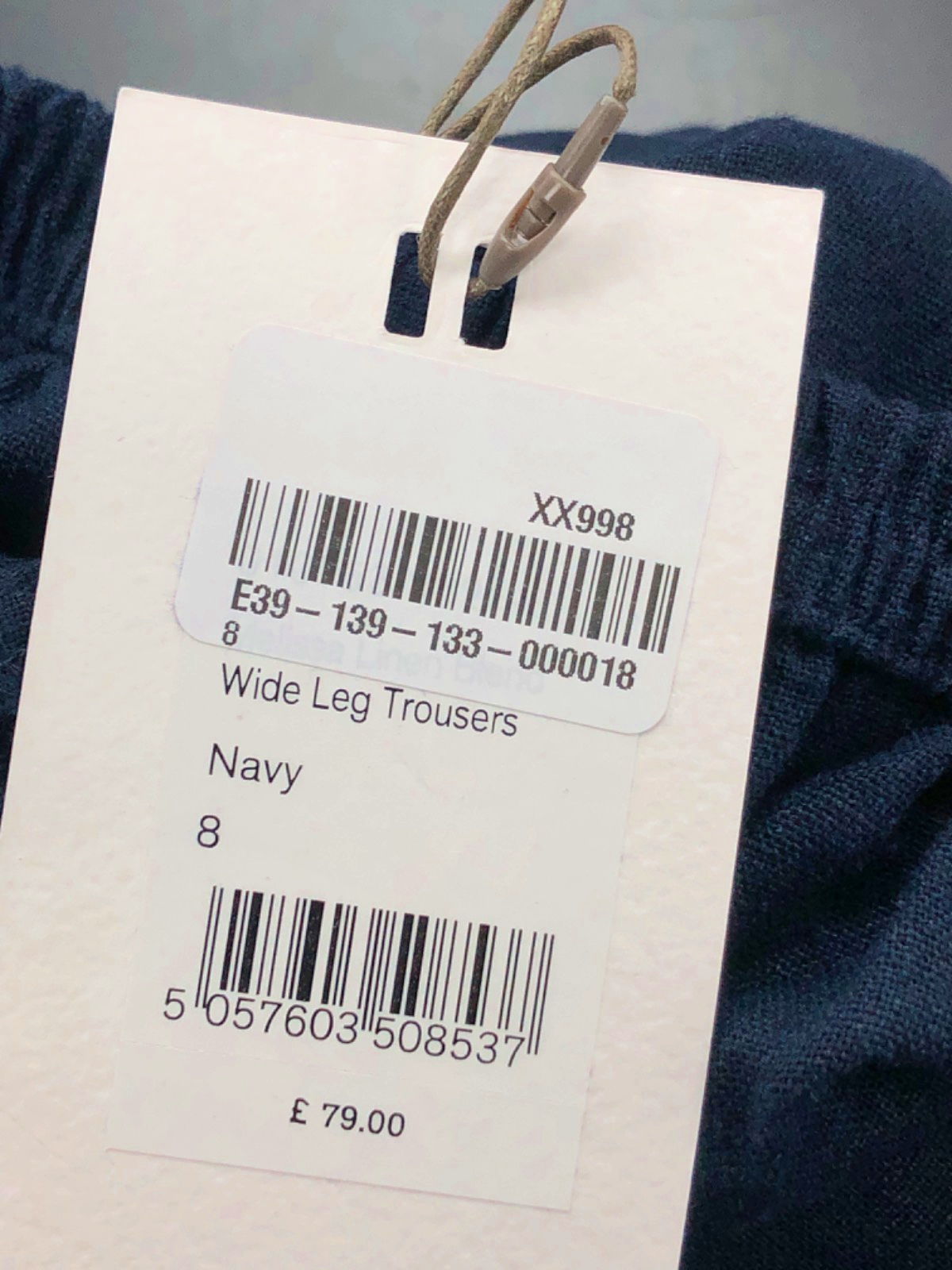 Hush Navy Wide Leg Trousers UK 8