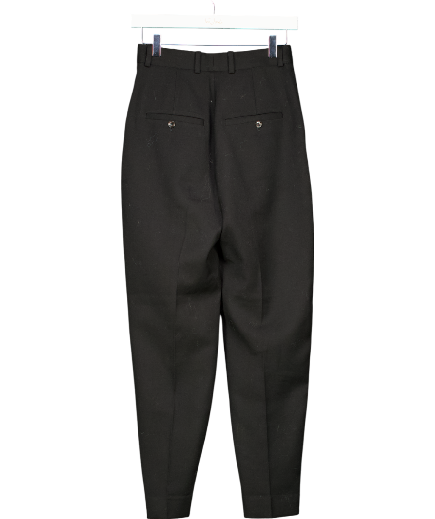 Totême Black Sewn Pleat Wool Trousers UK 4