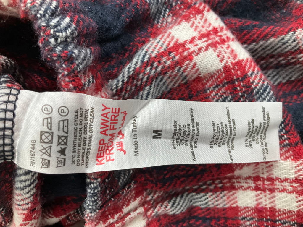 PrettyLittleThing Red Brushed Check Wide Leg Pj Trousers UK M