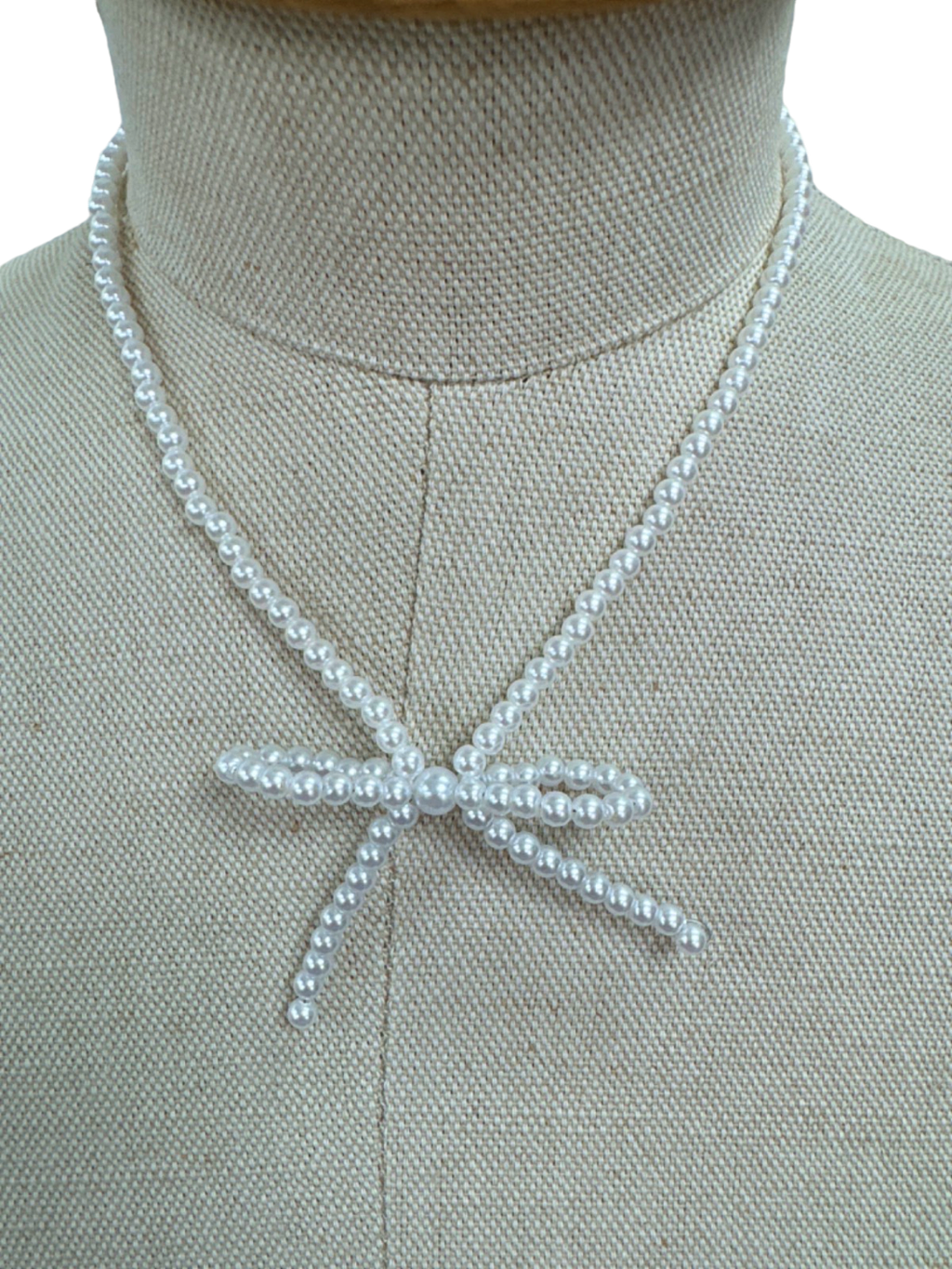 White Pearl Bow Necklace