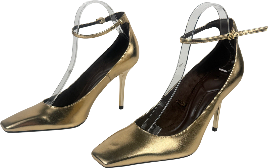 ZARA Gold Effect High-heel Shoes UK 7 EU 40