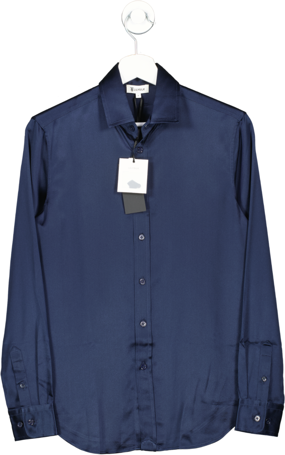LILYSILK Blue Navy Bue 100% Mulberry Silk Tailored Shirt Bnwt UK 8