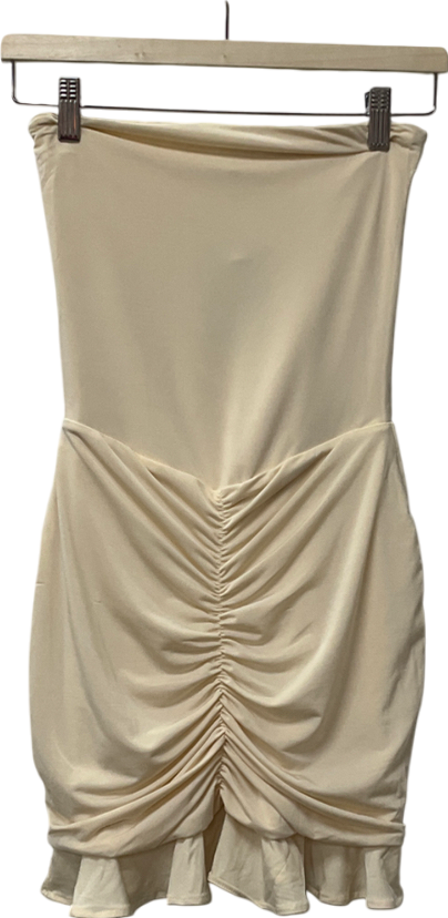 Meshki Cream Caspian Off Shoulder Mini Dress UK S