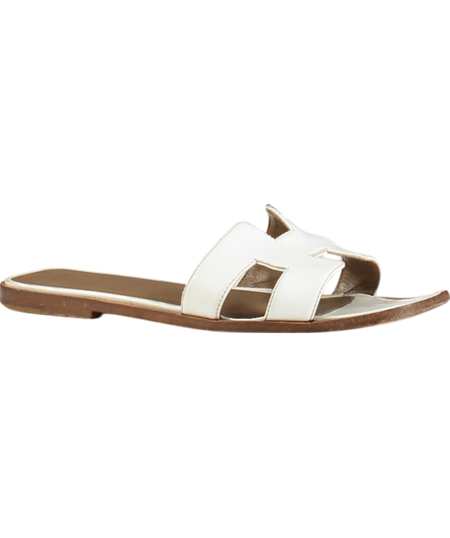 Hermès White Oran Sandals UK 5 EU 38 👠
