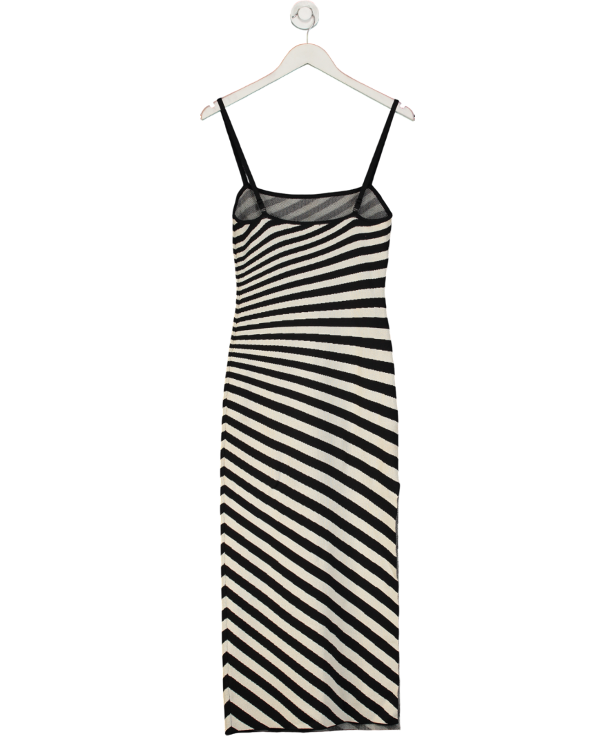 Meshki White Raven Striped Knit Midi Dress UK S