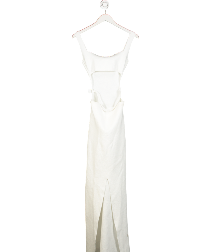 Meshki White Alysanne Cut Out Knit Maxi Dress UK XS