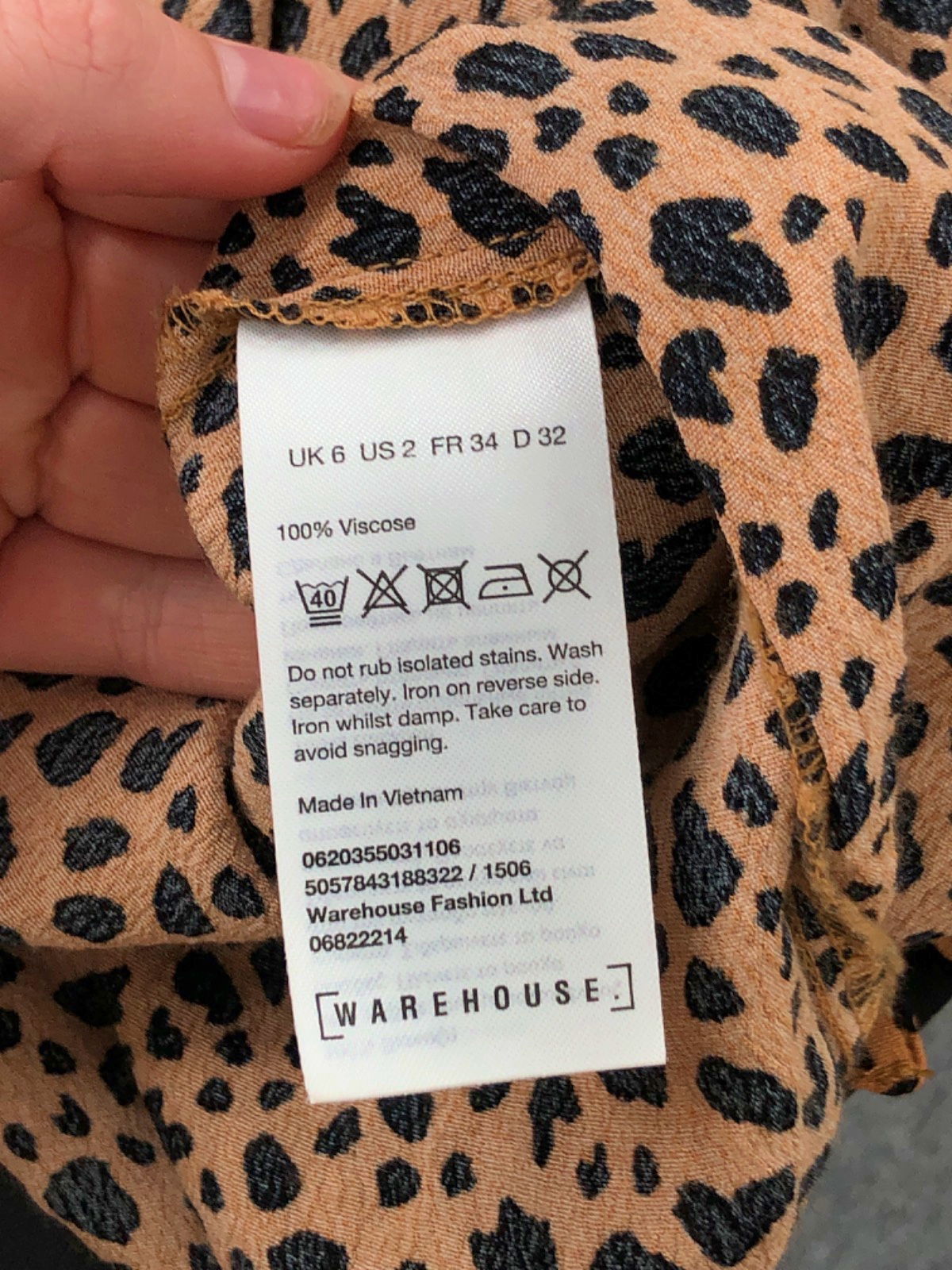 Warehouse Leopard Print Midi Dress UK 6