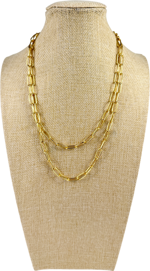 Talbots Metallic Layered Paperclip Link Necklace One Size