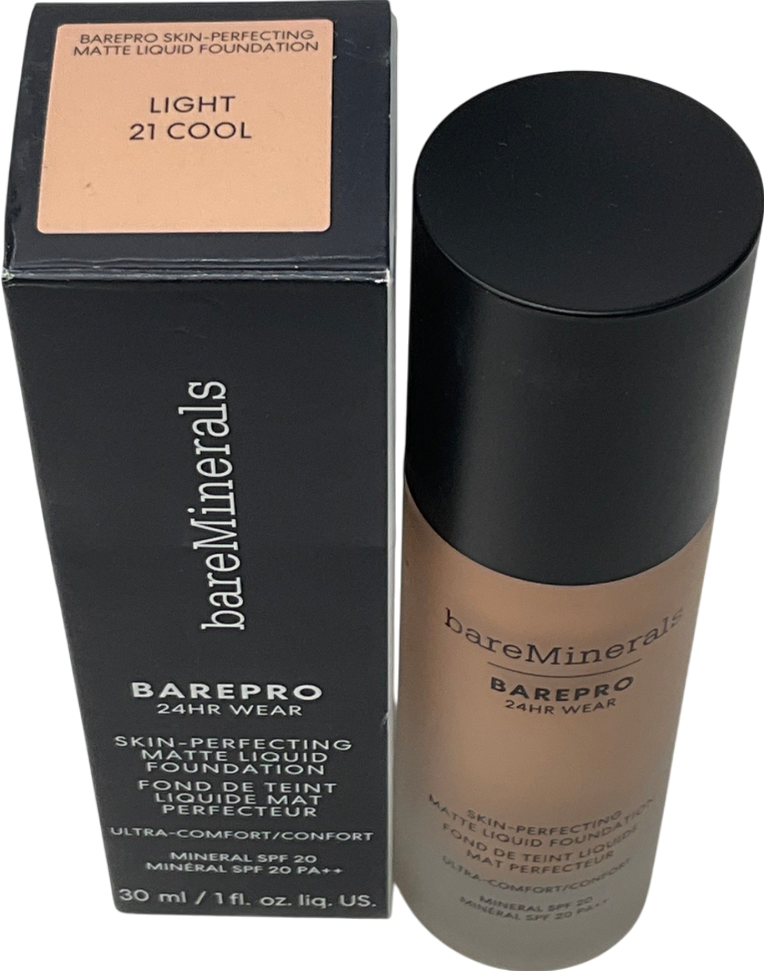 bareMinerals Barepro 24hr Matte Comfort Liquid Foundation Mineral 21cool 30ml