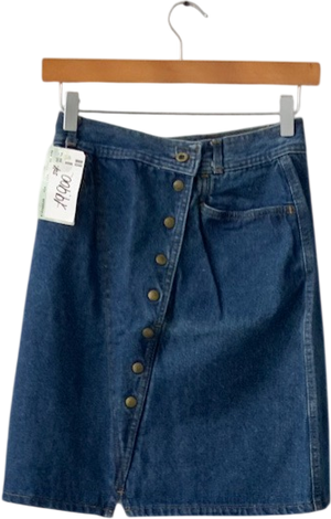 Benetton Blue Denim Asymmetric Detail Mini Skirt UK 8