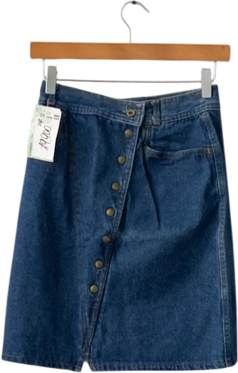 Benetton Blue Denim Asymmetric Detail Mini Skirt UK 8