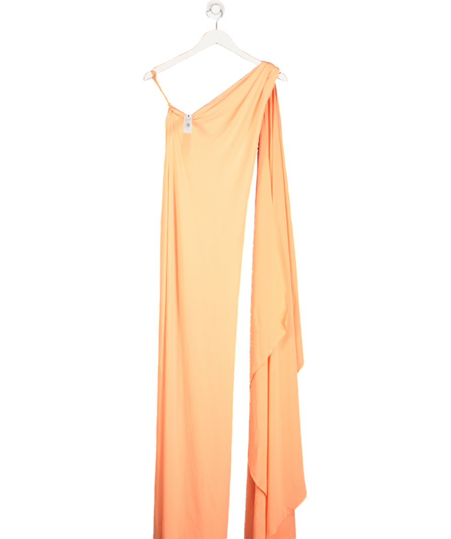 Alice + Olivia Orange Anja One Shoulder Draped Maxi Dress UK XS