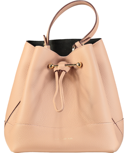 Strathberry Pink Lana Osette Midi Bucket Bag with detachable shoulder strap