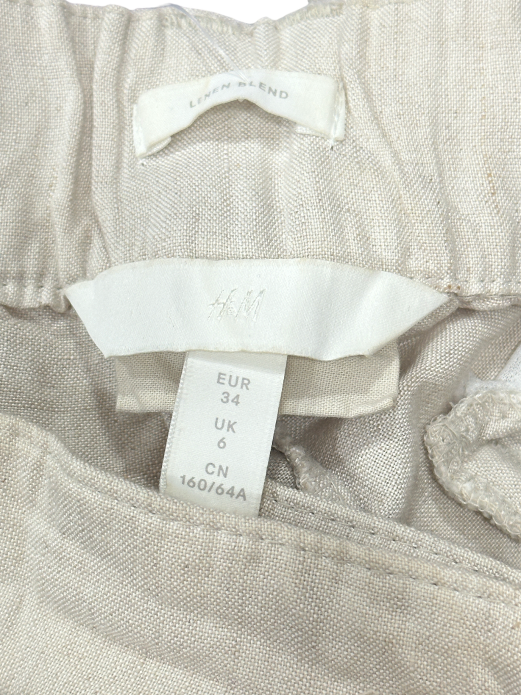 H&M Beige Linen Blend Pants UK 6