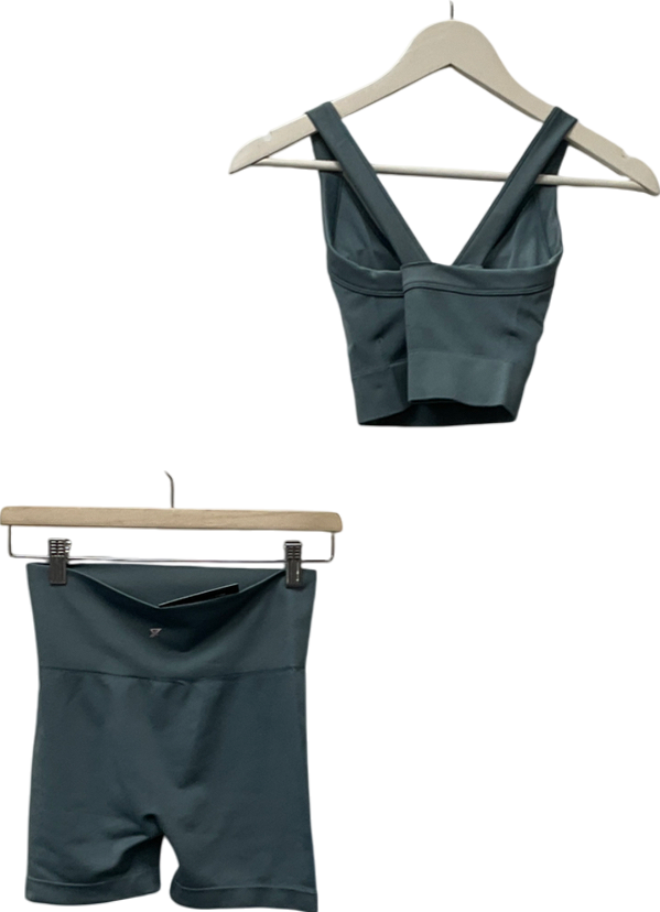 Primark Teal Blue Seamless Sports Bra And Shorts UK S