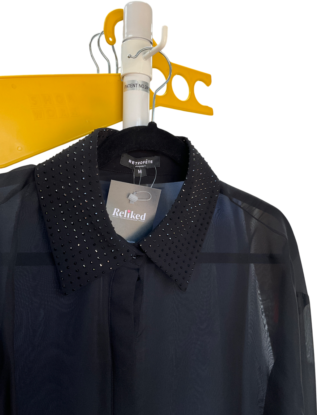 Retrofete Black Lovelyn Chiffon Top UK M