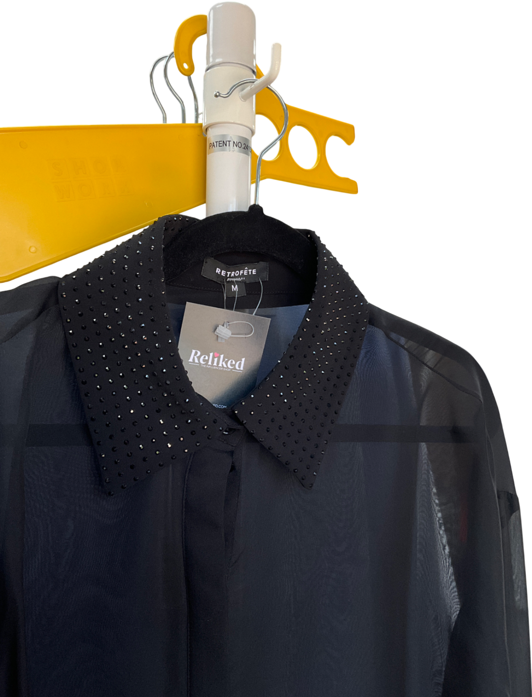 Retrofete Black Lovelyn Chiffon Top UK M