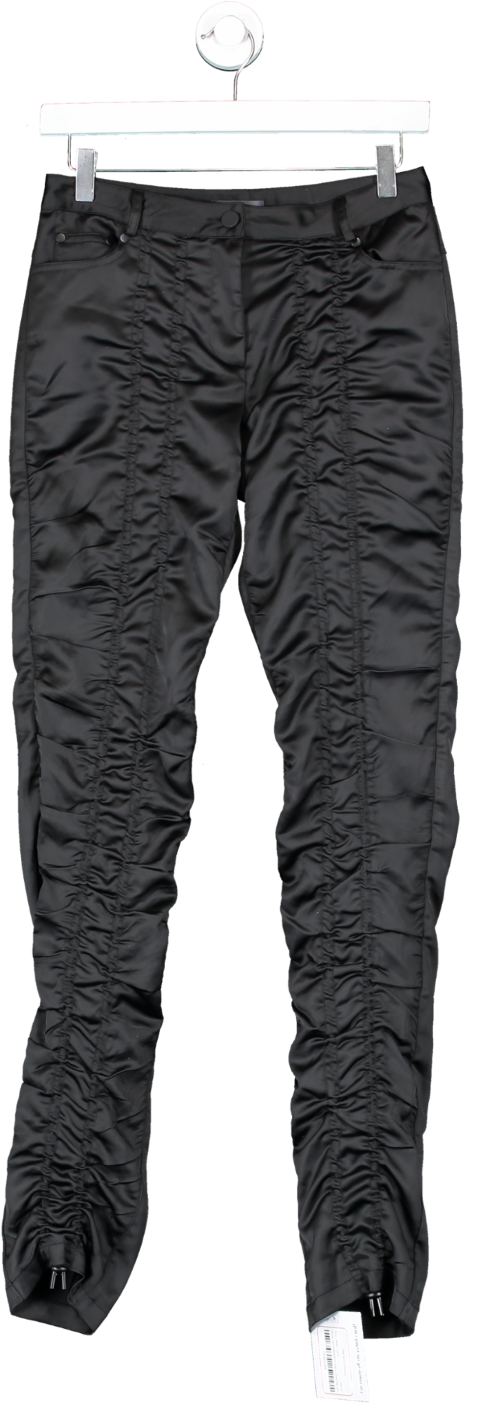 Ruve Black Satin Ruched Trousers UK S