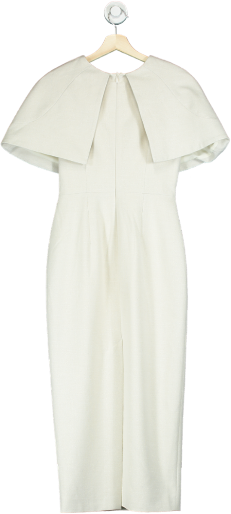 Karen Millen Cream Midi Bodycon Cape Dress UK 6