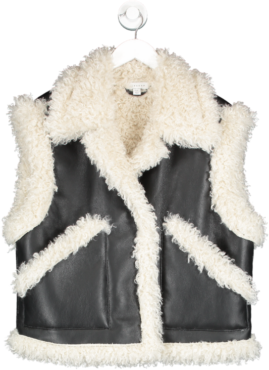 Topshop Black Faux Shearling Gilet With Faux Fur Lining UK 12