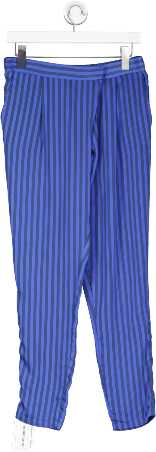 ZARA Blue Striped Trousers UK XS