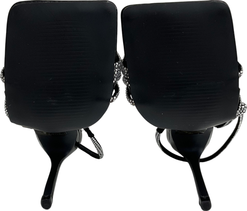 Nasty Gal Black Square Toe Diamanté  Stiletto Heels UK 3 EU 36 👠