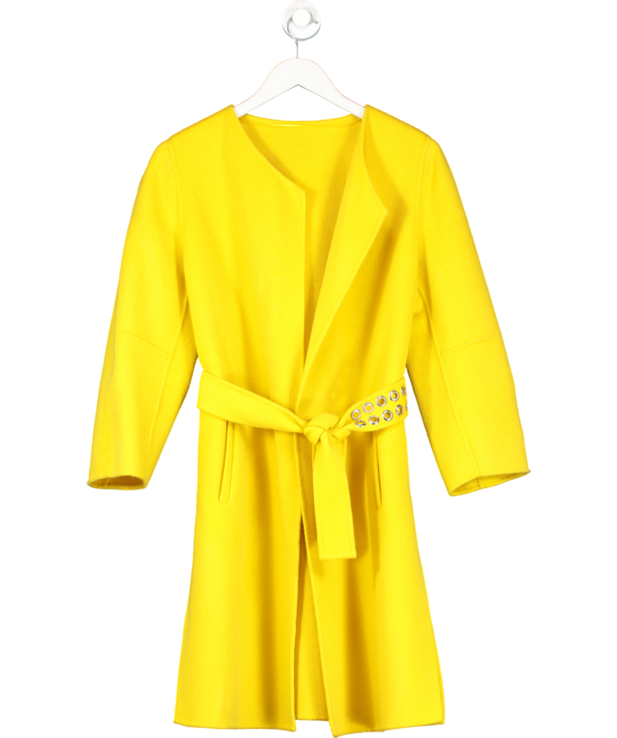 Pinko Yellow Longline Belted Coat UK M