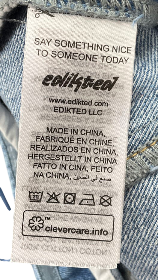 edikted Blue Denim Floral Corset Bandeau Top UK S