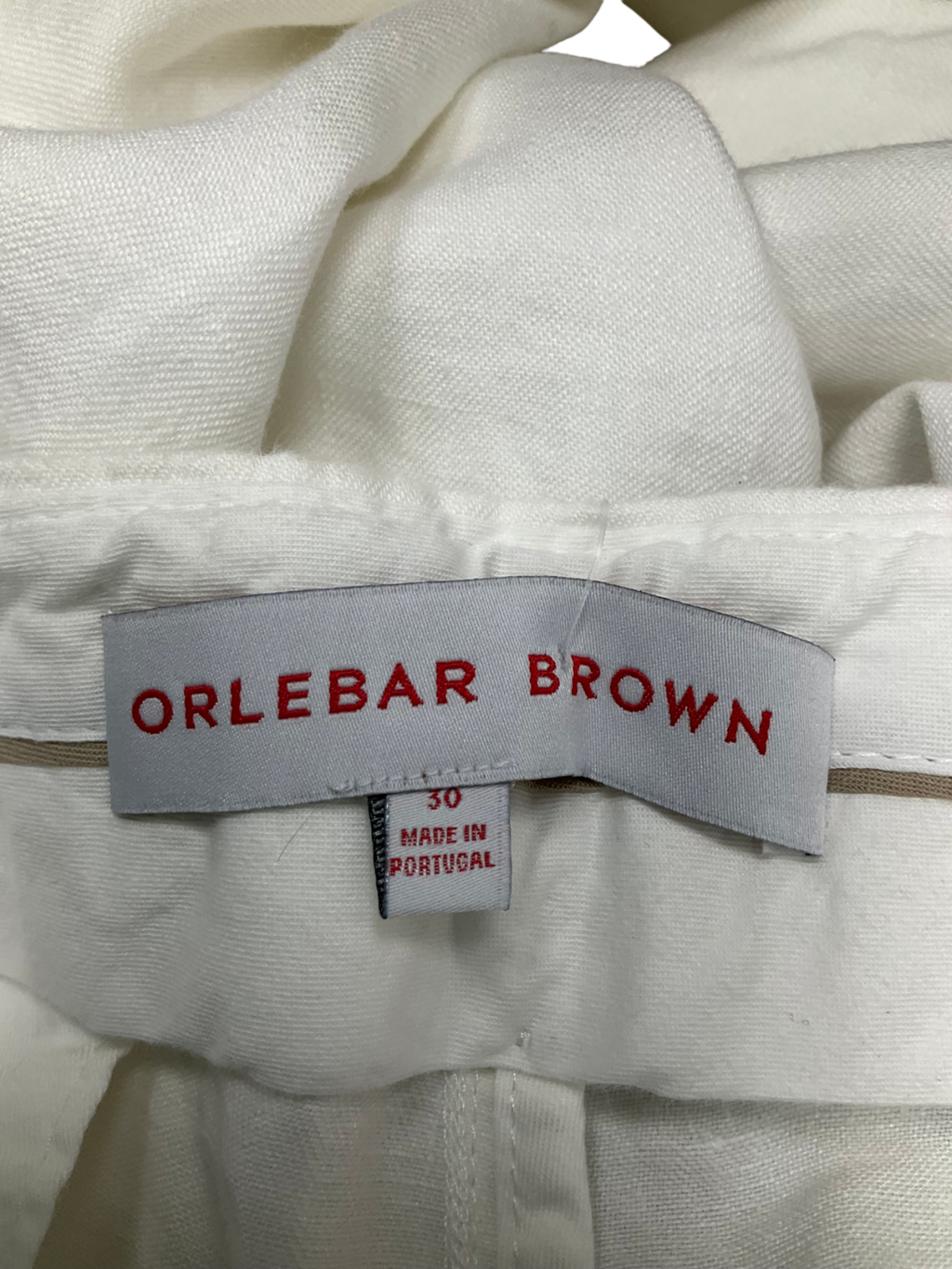 Orlebar Brown White Straight Leg Linen Trousers W29