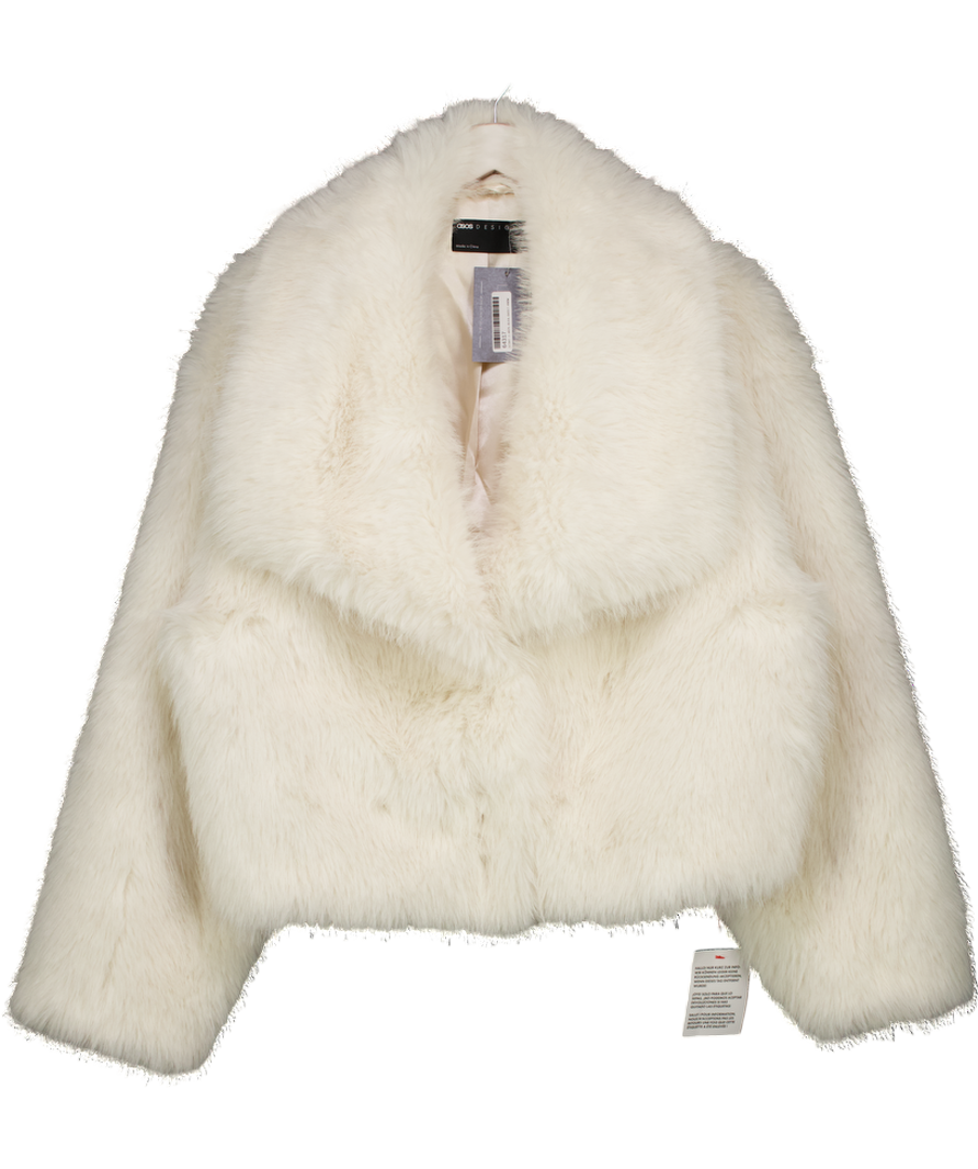 ASOS Cream Cropped Faux Fur Jacket UK L